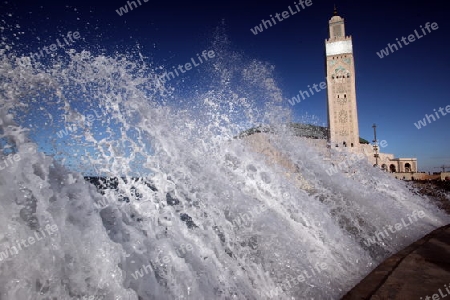 The Hassan 2 Mosque in the City of Casablanca in Morocco , North Africa.