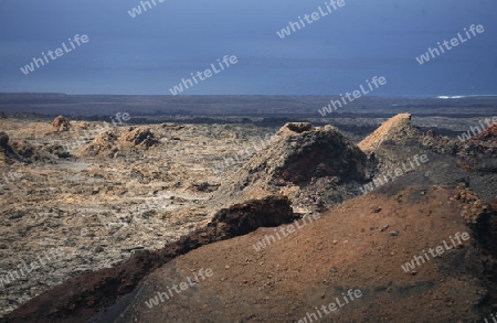 The  Vulkan National Park Timanfaya on the Island of Lanzarote on the Canary Islands of Spain in the Atlantic Ocean. on the Island of Lanzarote on the Canary Islands of Spain in the Atlantic Ocean.
