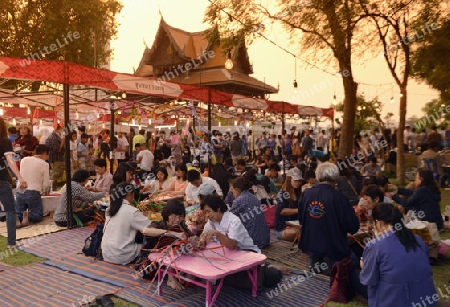 Menschen bei kreativer Arbeit bei einem Fest im Santichaiprakan Park am Mae Nam Chao Phraya in der Hauptstadt Bangkok von Thailand in Suedostasien.