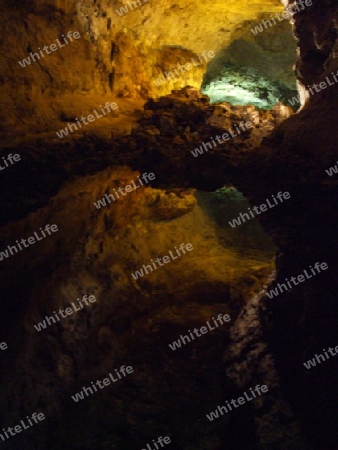 Lanzarote, Cueva Verde,Seespiegelung