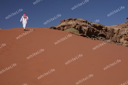 The Landscape of the Wadi Rum Desert in Jordan in the middle east.