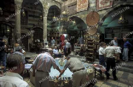 Auf dem Souq oder Markt in der Altstadt von Damaskus in der Hauptstadt von Syrien.