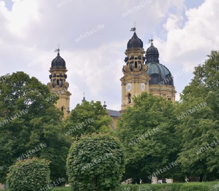 M?nchen - Theatinerkirche von Hofgarten aus