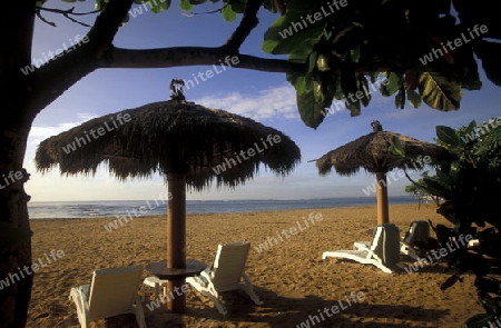 Ein Strand in Nusa Dua im Sueden der Insel Bali in Indonesien in Suedostasien.