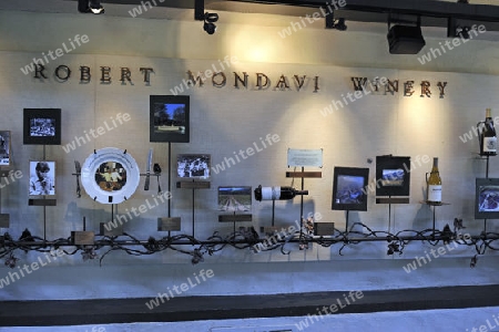 Ausstellung zur Geschichte der Robert Mondavi Winery, Napa Valley, Kalifornien, USA