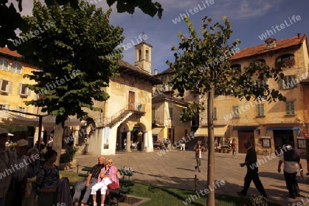 The Square in the Fishingvillage of Orta on the Lake Orta in the Lombardia  in north Italy. 