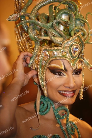 the carneval in the city of Las Palmas on the Island Gran Canary on the Canary Island of Spain in the Atlantic Ocean. 