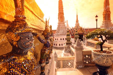 Eine Ramakien Figur im inneren des Wat Phra Keo im Tempelgelaende beim Koenigspalast im Historischen Zentrum der Hauptstadt Bangkok in Thailand. 