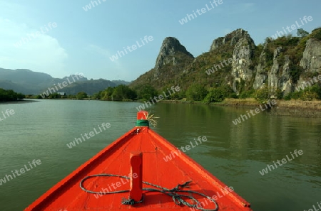 Die Fluss Landschaft des Khao Sam Roi Yot Nationalpark am Golf von Thailand im Suedwesten von Thailand in Suedostasien. 