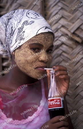 a women in the city of Moutsamudu on the Island of Anjouan on the Comoros Ilands in the Indian Ocean in Africa.   