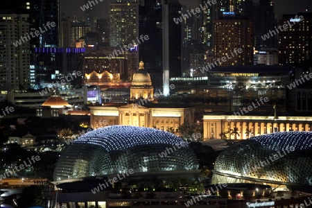 Die Skyline im Bankenviertel am Boat Quay von Singapur im Inselstaat Singapur in Asien.