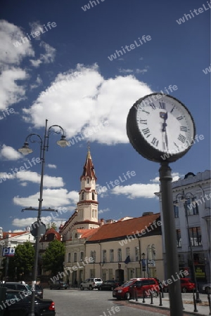 The old Town of the City Vilnius with a church and the Johanneschurch  in the Baltic State of Lithuania,  