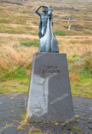 Der Norden Islands, die Statue von Leifur Eriksson, dem eigentlichen Entdecker Amerikas, im Haukatal 