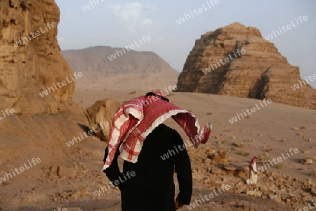 The Landscape of the Wadi Rum Desert in Jordan in the middle east.