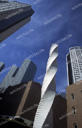 Die Innenstadt von Singapur in Suedostasien.