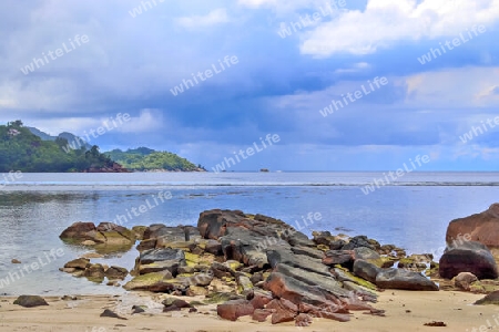 Beautiful rocks at the beaches of the tropical paradise island Seychelles.