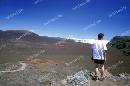 The Landscape allrond the Volcano  Piton de la Fournaise on the Island of La Reunion in the Indian Ocean in Africa.