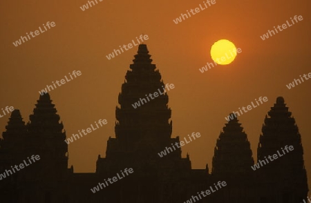 the angkor wat temple in Angkor at the town of siem riep in cambodia in southeastasia. 