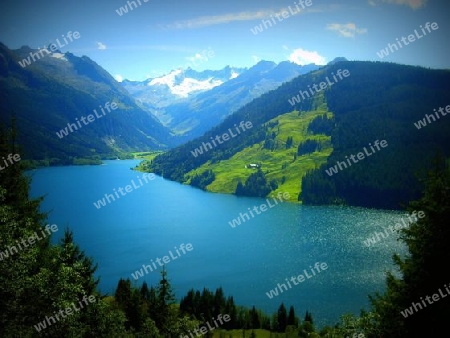 natural lake with mountains 