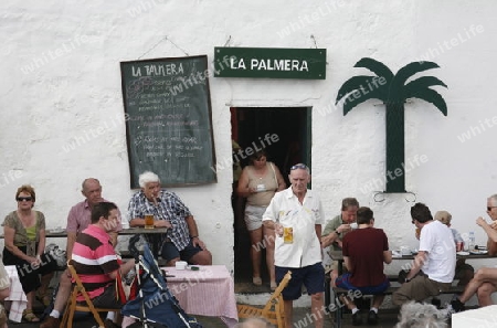 the sunday market in the old town of Teguise on the Island of Lanzarote on the Canary Islands of Spain in the Atlantic Ocean. on the Island of Lanzarote on the Canary Islands of Spain in the Atlantic Ocean.
