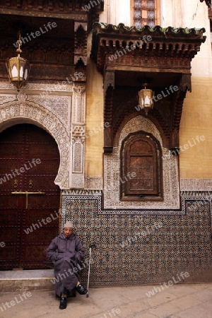 The architecture  in the old City in the historical Town of Fes in Morocco in north Africa.