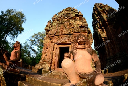 The Tempel Ruin of  Banteay Srei about 32 Km north of the Temple City of Angkor near the City of Siem Riep in the west of Cambodia.