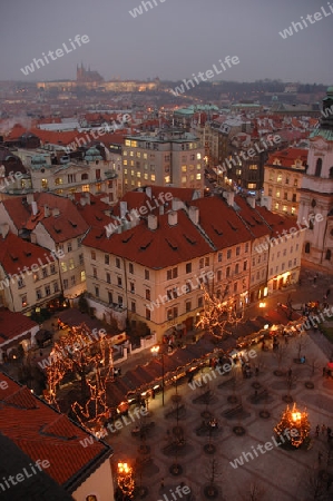 Blick vom Altst?dter Rathaus, Prag, abends