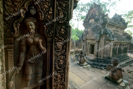 The Tempel Ruin of  Banteay Srei about 32 Km north of the Temple City of Angkor near the City of Siem Riep in the west of Cambodia.