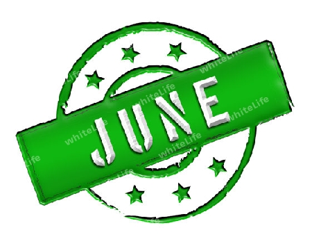 Sign, symbol, stamp or icon for your presentation, for websites and many more named JUNE