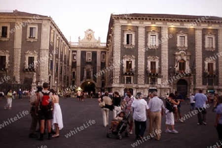 the Dom Sant Agata at the Piazza del Duomo in the old Town of Catania in Sicily in south Italy in Europe.