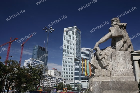 The Down Town of the new and modern City of Warsaw in Poland, East Europe.