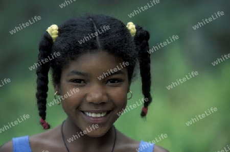 Childern near the town of Ribeira Grande on the Island of Santo Antao in Cape Berde in the Atlantic Ocean in Africa.