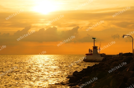 The lighthouse in south sweden (lomma) at sunset - Der Leuchtturm von Lomma in S?dschweden bei Sonnenuntergang   