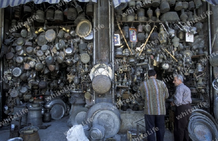 Auf dem Souq oder Markt in der Altstadt von Damaskus in der Hauptstadt von Syrien.