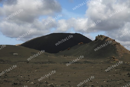 The  Vulkan National Park Timanfaya on the Island of Lanzarote on the Canary Islands of Spain in the Atlantic Ocean. on the Island of Lanzarote on the Canary Islands of Spain in the Atlantic Ocean.
