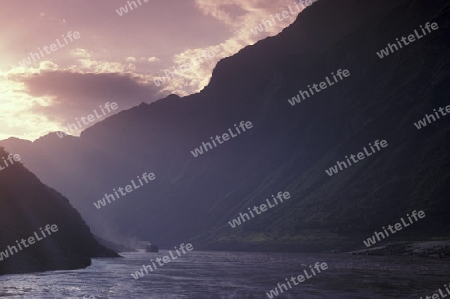 the landscape of the yangzee river in the three gorges valley up of the three gorges dam projecz in the province of hubei in china.