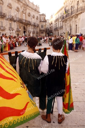 a history ceremony in the old Town of Siracusa in Sicily in south Italy in Europe.