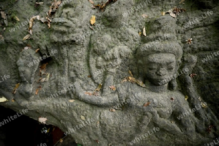 The Tempel Ruin of  Kbal Spean 50 Km northeast of in the Temple City of Angkor near the City of Siem Riep in the west of Cambodia.