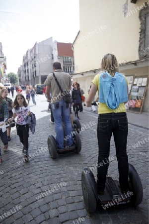 Electro Mibile  in the old Town of the City Vilnius  in the Baltic State of Lithuania,  