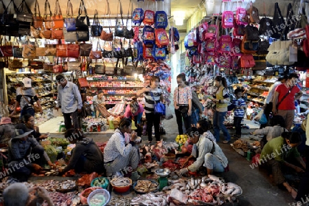 The Market in the old City of Siem Riep neat the Ankro Wat Temples in the west of Cambodia.