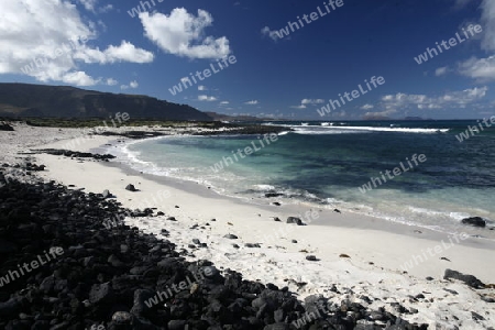 the Beach  Bajo de los Sables near the village of  Playa de la Canteria on the Island of Lanzarote on the Canary Islands of Spain in the Atlantic Ocean. on the Island of Lanzarote on the Canary Islands of Spain in the Atlantic Ocean.
