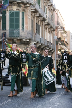 a history ceremony in the old Town of Siracusa in Sicily in south Italy in Europe.