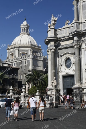 the Dom Sant Agata at the Piazza del Duomo in the old Town of Catania in Sicily in south Italy in Europe.