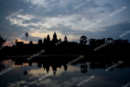 The Angkor Wat in the Temple City of Angkor near the City of Siem Riep in the west of Cambodia.