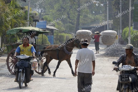 Street scene on a road in the town of Nyaungshwe at the Inle Lake in the Shan State in the east of Myanmar in Southeastasia.