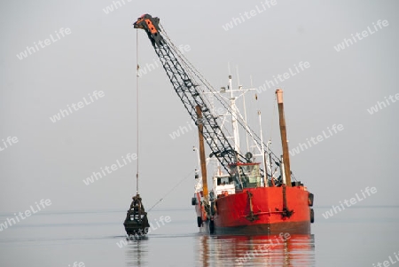 Working ship in the baltic sea