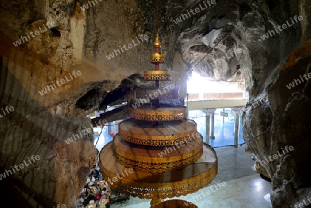 The Temple Wat Tham Seau outside the City centre of Krabi on the Andaman Sea in the south of Thailand. 