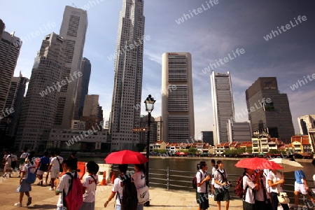 Die Skyline im Bankenviertel von Singapur im Inselstaat Singapur in Asien.