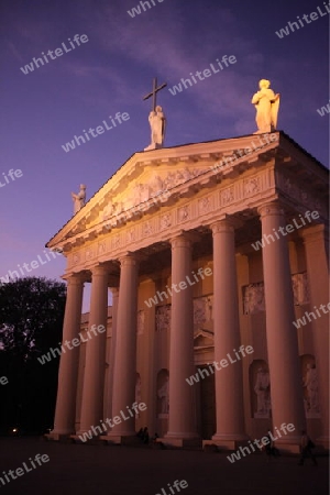 The old Town of the City Vilnius with the clocktower and the Johanneschurch  in the Baltic State of Lithuania,  