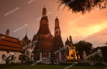 Der Wat Arun Tempel in der Stadt Bangkok in Thailand in Suedostasien.